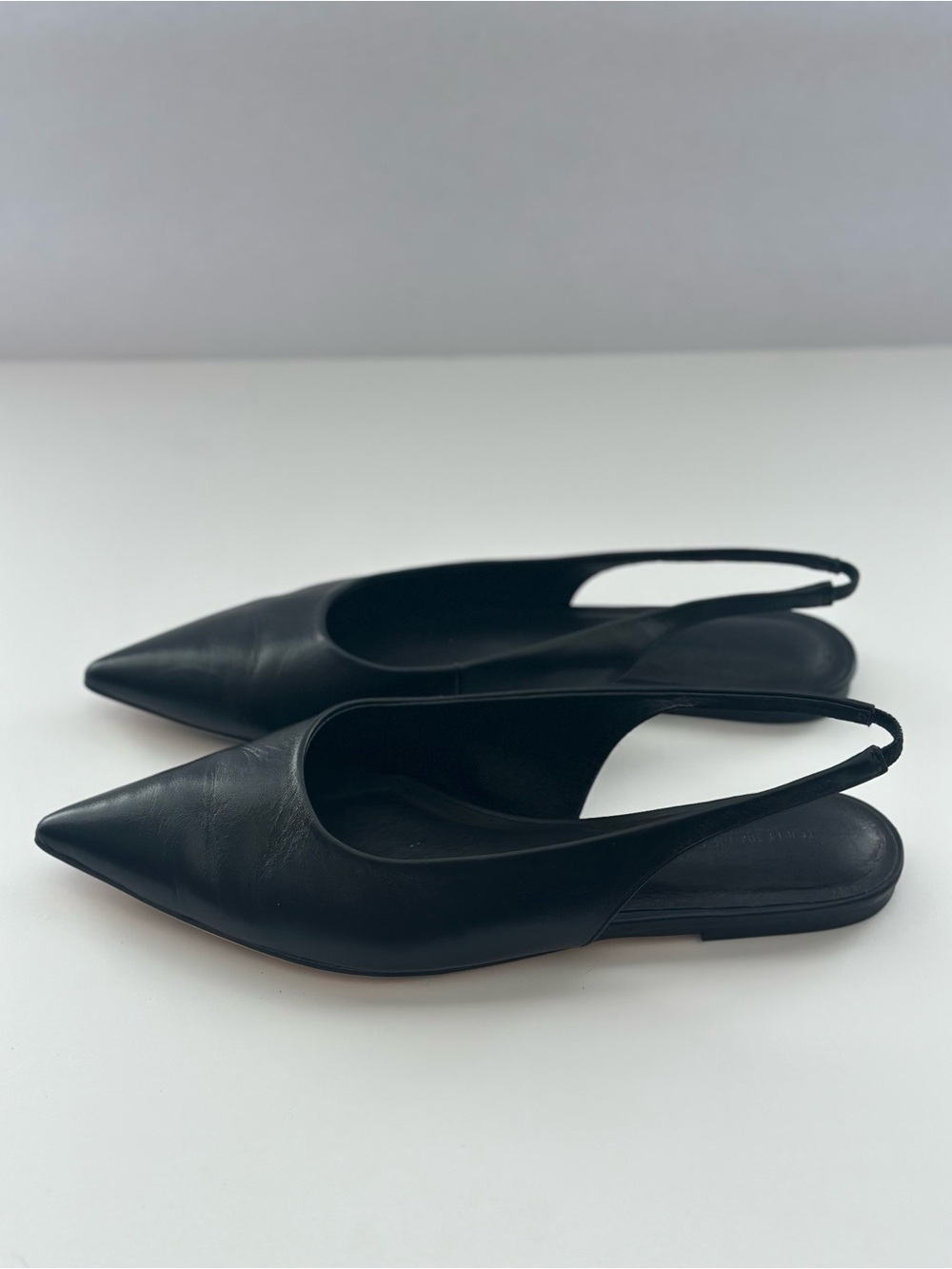 Tony Bianco Black Pointed Slingback Flats